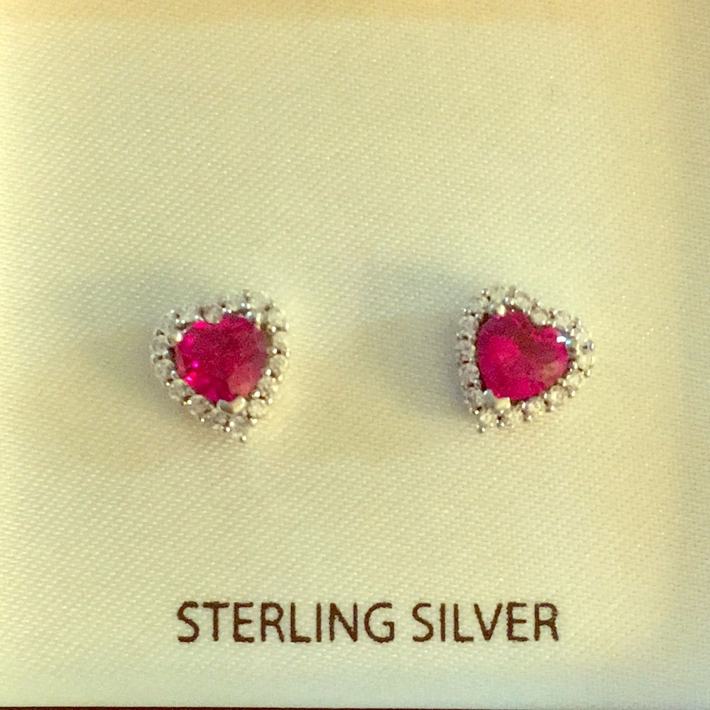 Ruby Sterling Silver Earrings